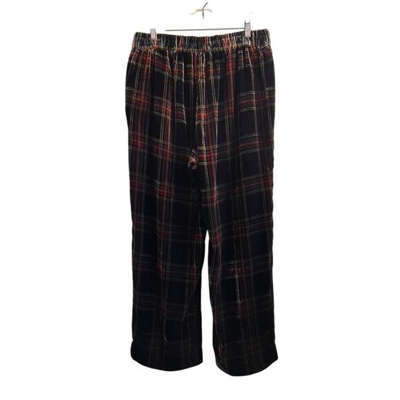 J Crew Sz 8 Stewart Velvet Plaid Pull On Pant Black Holiday Party Festive Preppy - Picture 3 of 15